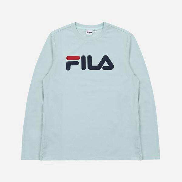 Fila Women's Linear Logo L/S T-Shirt - Turquoise | UK-031EYINQM